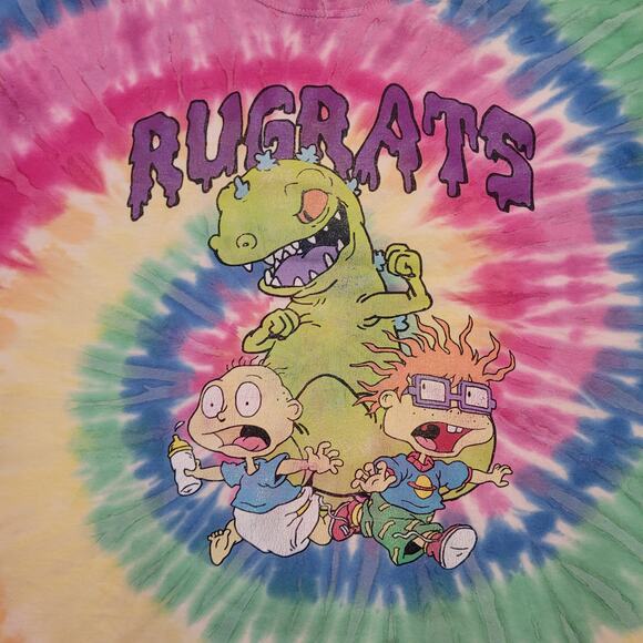 Rugrats Tie-Dye T-Shirt Mens Large Retro 90s Nickelodeon Cartoon Graphic - Picture 2 of 5